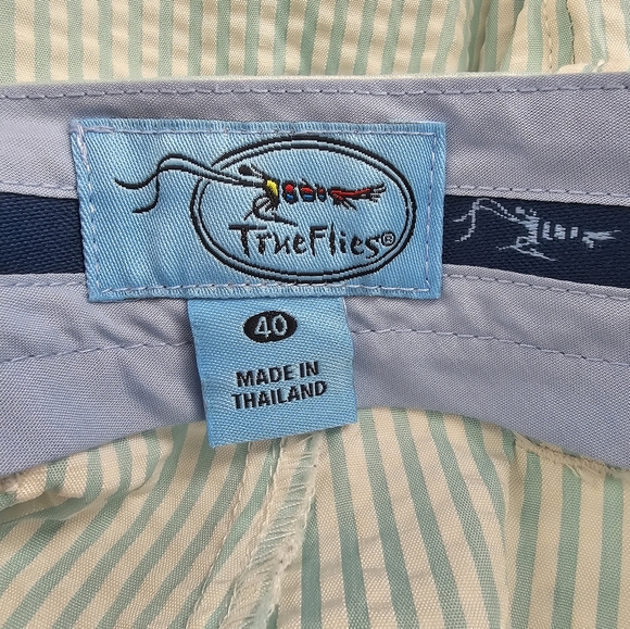 TRUE FLIES Mens Gasparilla Blue & White Seersucker Shorts - Picture 9 of 9